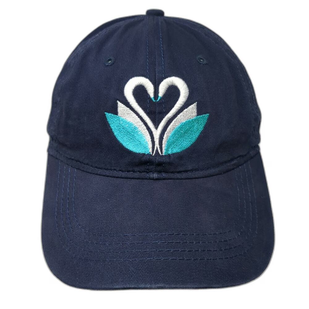 Hit Baseball Cap Blue White Green One Size Swan Heart Logo Strapback Hat